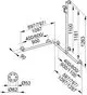 Duschhandlauf von Keuco, aus mehreren Rohren mit Halterungen. Diagramm zeigt verschiedene Maße und Durchmesser im Detail. Geeignet für barrierefreie Badezimmergestaltung.